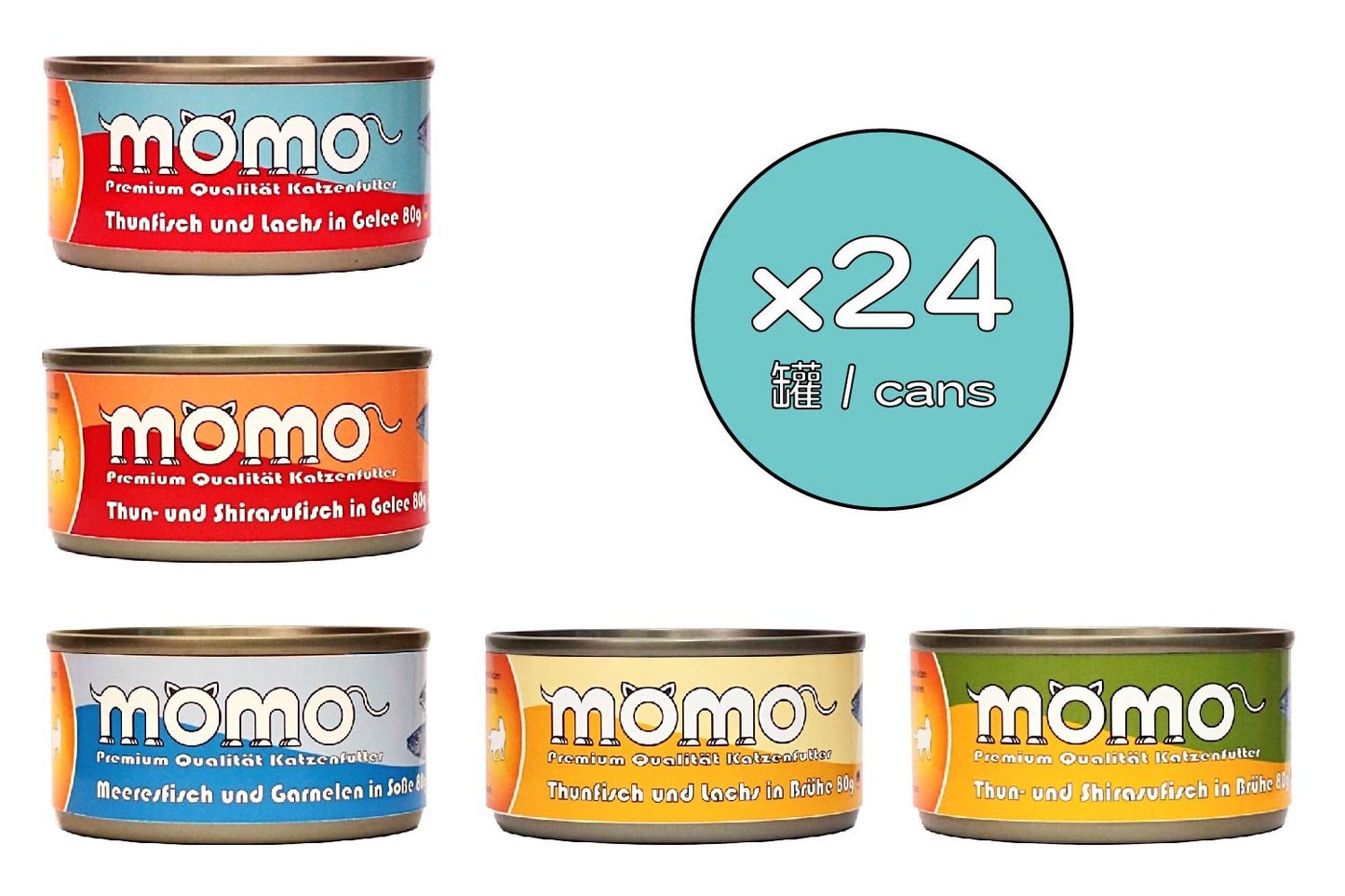 Momo Assorted Seafood Flavor Combo 80g x 24 cans